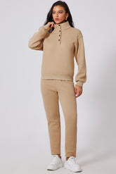 Half Snap Turtleneck Top and Pants Active Set OutfitFlow